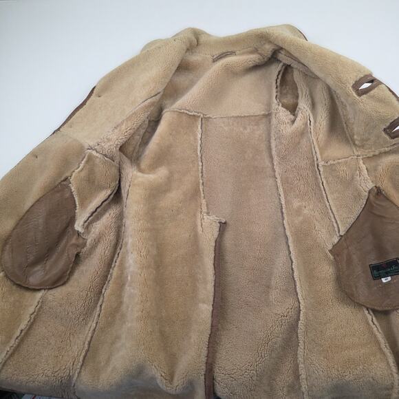 Vintage Abercrombie & Fitch Shearling Coat Men’s Size 40 Brown Suede & Sheep - Picture 14 of 16
